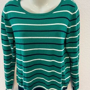 J.Crew Mercantile Green Navy & White Striped Sweater